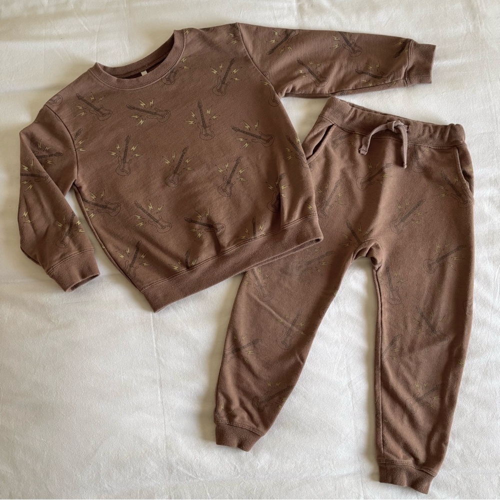 Rylee + Cru Brown Guitar Sweatshirt and Joggers Set